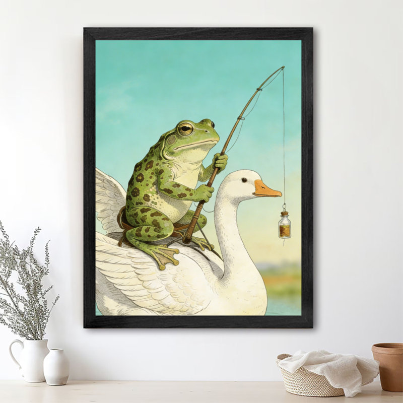 Reproduction d'art fantaisie encadrée noire, H 37 po x l 25 po