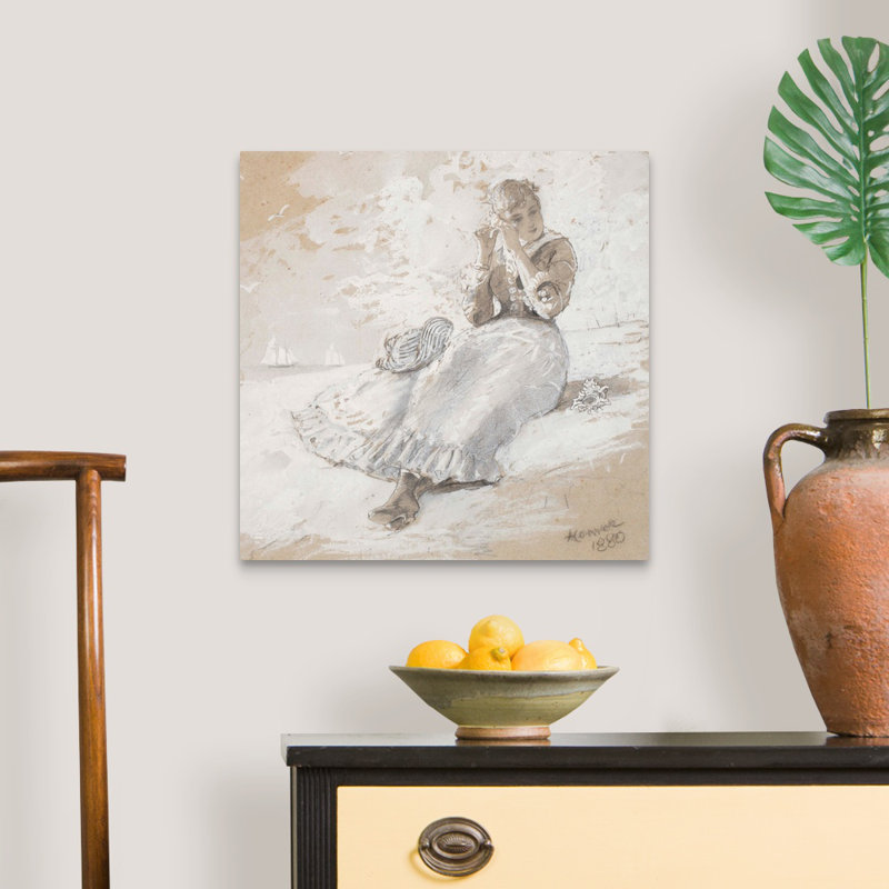 «Girl with Shell at Ear, 1880» par Winslow Homer - reproduction d'art sur toile, Toile tendue, H 20 po x l 20 po x P 1,25 po