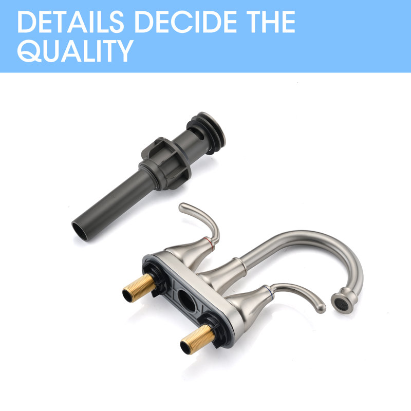 Centerset 2-handle Bathroom Faucet with Drain Assembly, Brushed Nickel