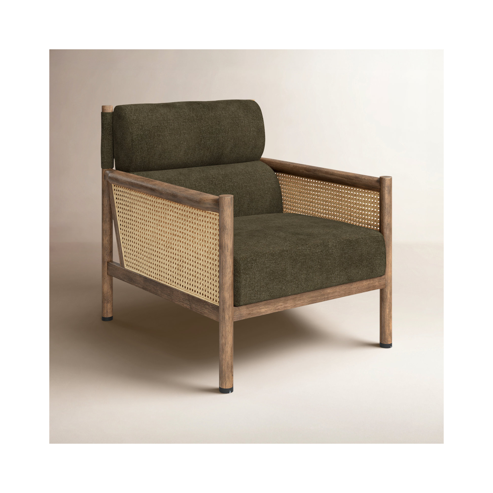 Paralimni Upholstered Armchair, Olive 100% Polyester