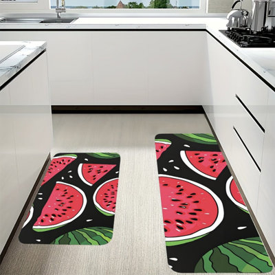Tapis de cuisine noir en pastèque, paquet de 2, pour la cuisine et la salle à manger