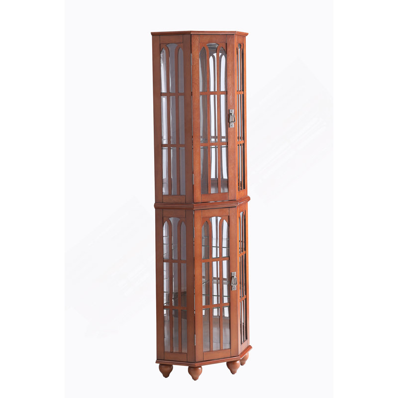 Corner Curio Cabinet With Four Adjustable Tempered Glass Shelves And Integrated Lighting System For Displaying Precious Items