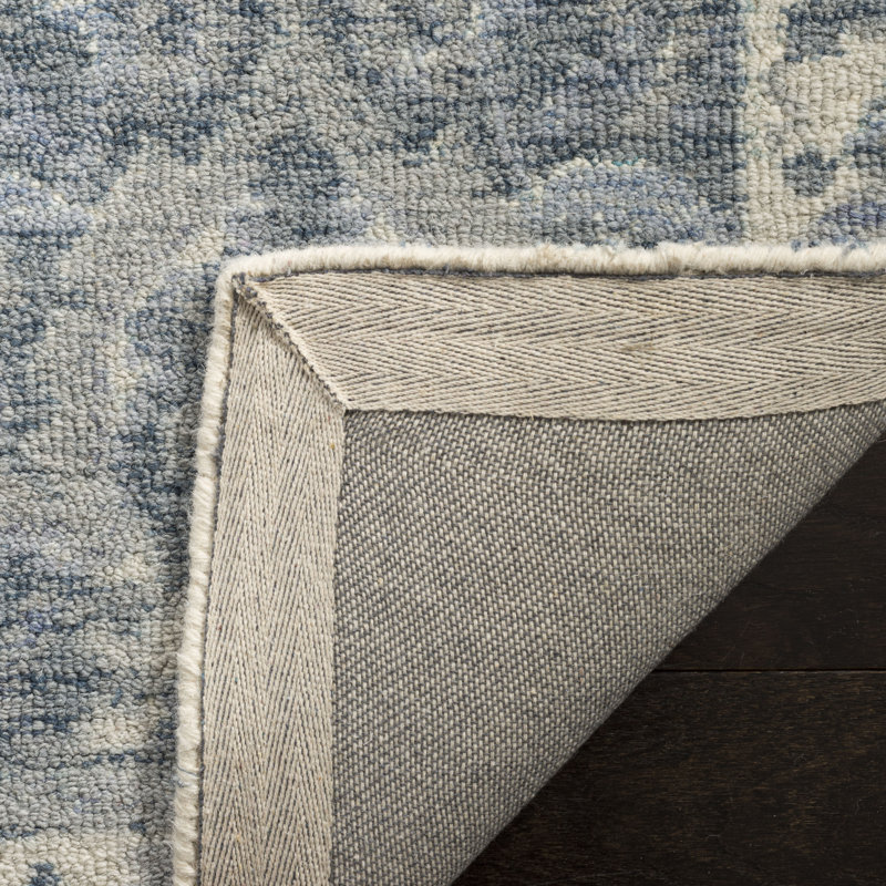 Tapis bleu touffeté à la main Karley, Tapis de couloir 2 pi 3 po x 8 pi