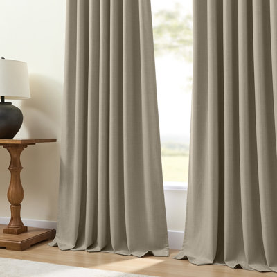 100% Blackout Pinch Pleated Linen Blend Curtains for Bedroom & Living Room,2 Panels,Linen