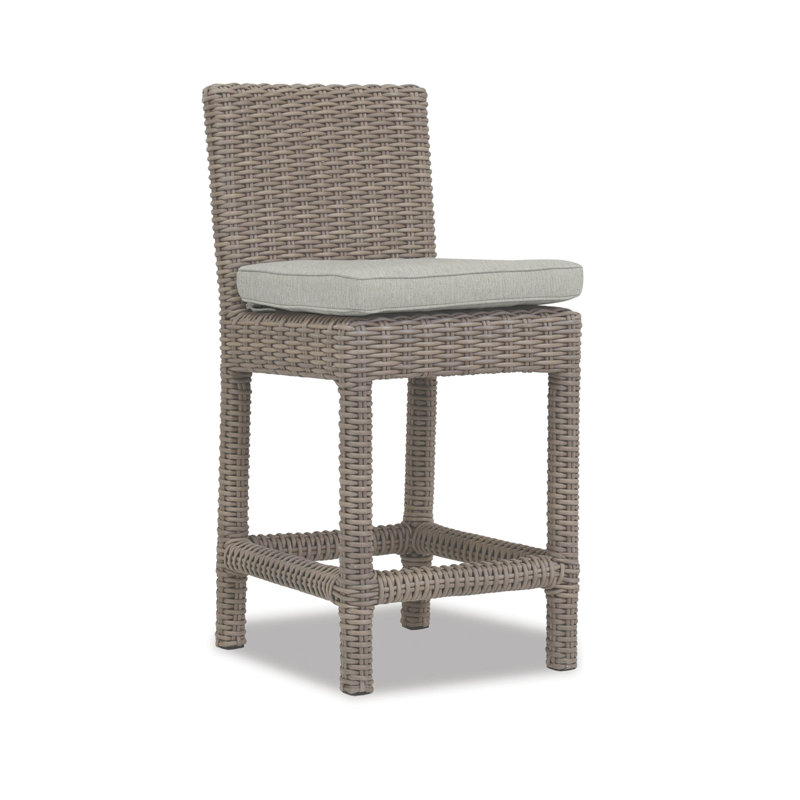 Emerald II Outdoor Bar Stool, Dark Brown, Counter Stool (26" Seat Height), Canvas Skyline Sunbrella®