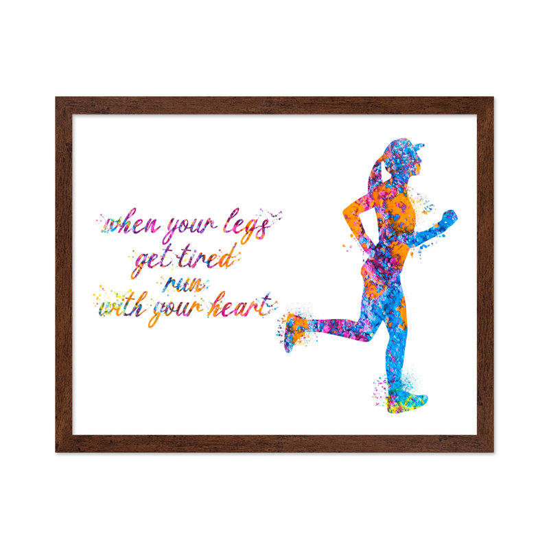 «Run with Your Heart No3», Affiche, H 12 po x l 16 po, Encadrement brun