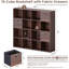 Organisateur de rangement modulaire 16 cubes avec tiroirs en tissu, bibliothèque en bois rustique noyer et paravent individuel-481928810-481928808-481928822