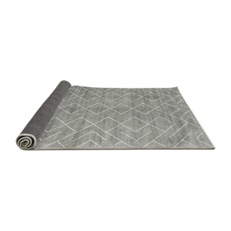 Tapis zone gris clair contemporaine, Rond 5 pi