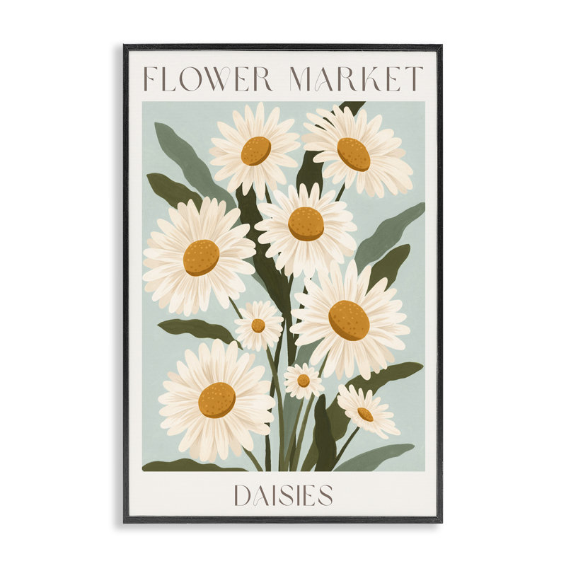 «Flower Market Daisies», giclée encadrée, design par Courtney Haley, H 24 po x l 16 po, Giclée encadrée noir minuit