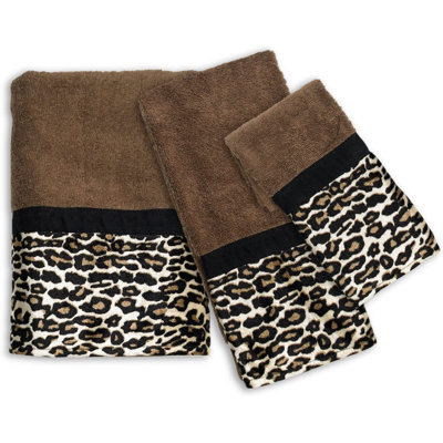 Ensemble de serviettes de bain Bath, ensemble de 3 pièces, imprimé animal, brun, serviettes