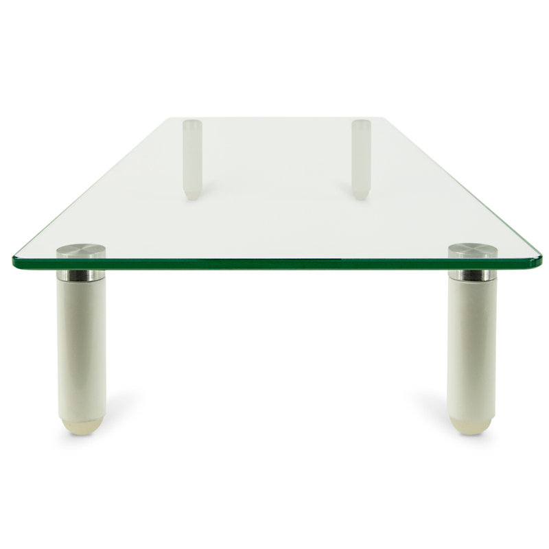 Clear Glass and Aluminum Desktop Monitor Riser Stand