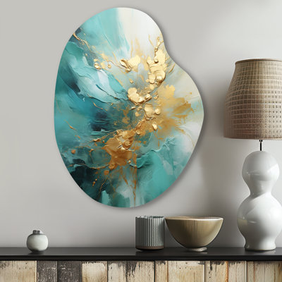 Dubois - Abstract Spirals Irregular Shape Metal Wall Decor, Gold Asymmetrical Metal Art Print