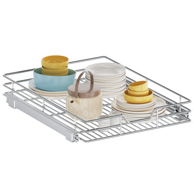Armoire coulissante 22,5 po x P 21,5 po, tiroir coulissant robuste à un niveau pour armoires de cuisine, chrome