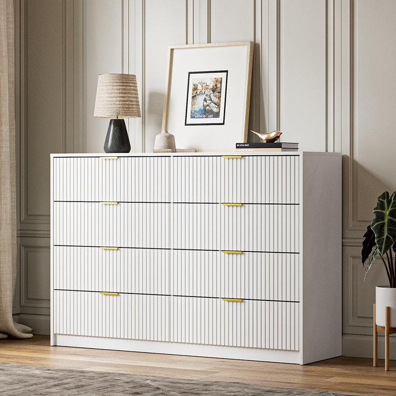 8-Drawer Double Dresser 55" W - Bedroom Storage