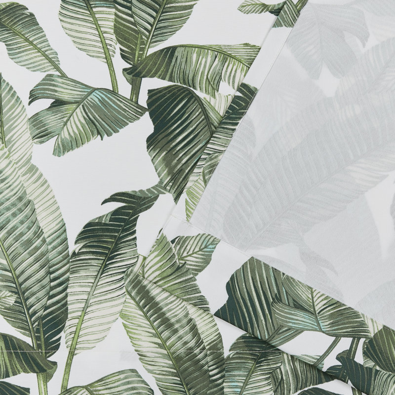 Tropical Fern Light-Filtering Green Polyester Grommet Curtain Panel