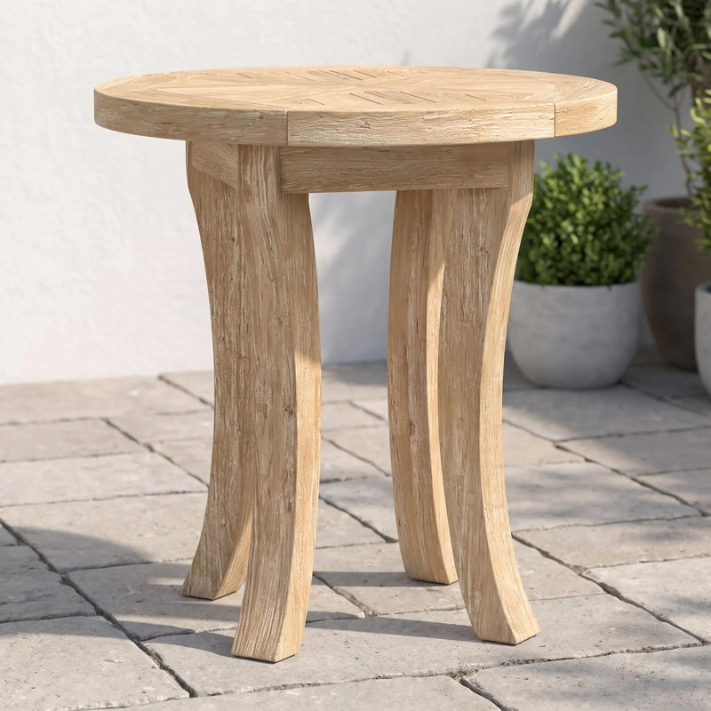 Cambria Outdoor Round Teak Side Table
