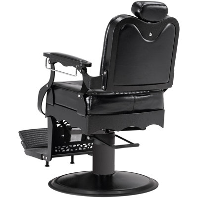 Barberpub 27" Wide Vegan Leather Heavy Duty Metal Vintage Barber Chair