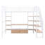 Lit mezzanine en métal avec escalier, table de rangement basse et tablettes de rangement-885630618