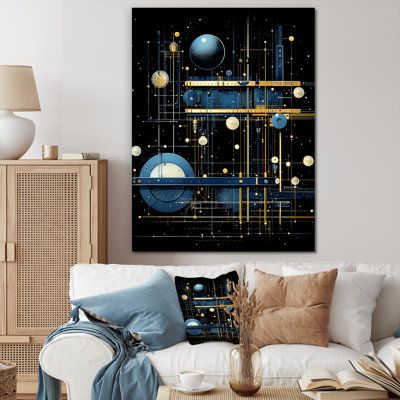 «Blue Temporal Trajectory», art mural géométrique