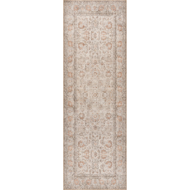Jeccica Distressed Vintage Medallion Jute Blend Polyester Area Rug, Runner 2'8" x 8'