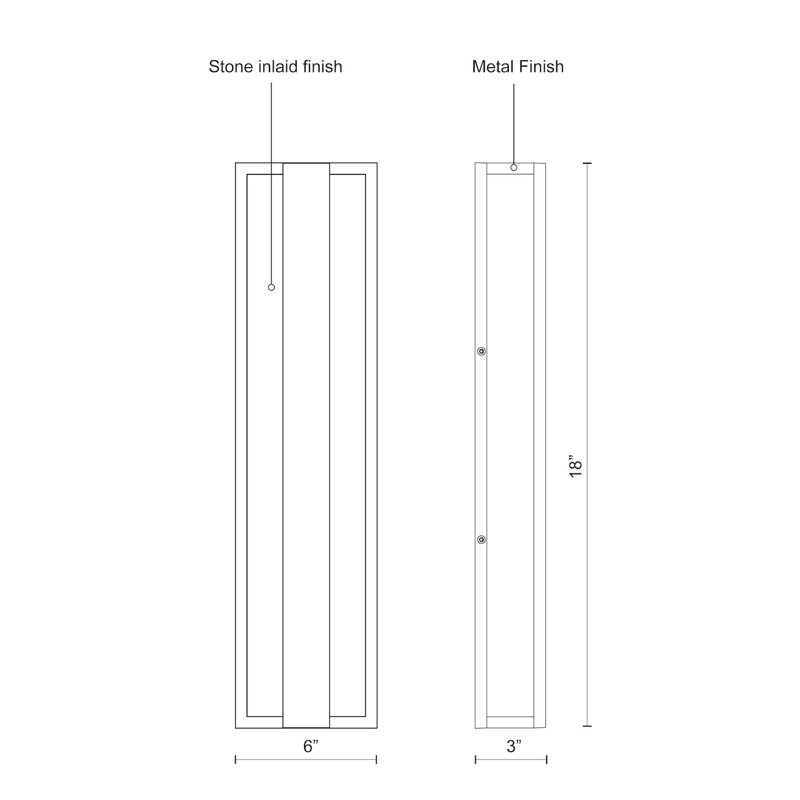 Caspian 1 - Light LED Outdoor Flush Mount, Gray, 18" H x 6" W x 3" D