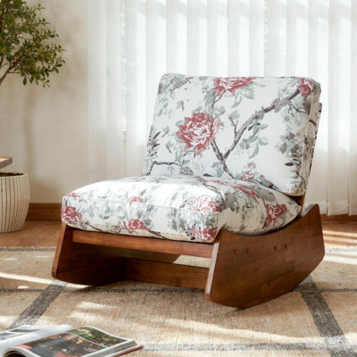 Upholstered Solid Wood Rocking Chair