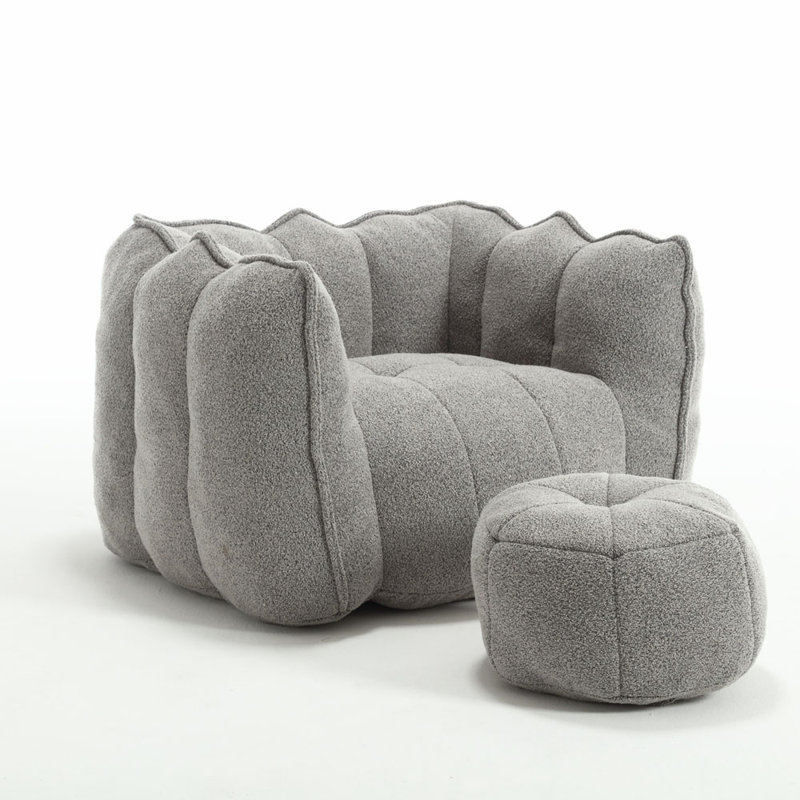 Sofas Upholstered Accent Chair with Ottoman, Gray Chenille, 26" H x 42.5" W x 33.5" D