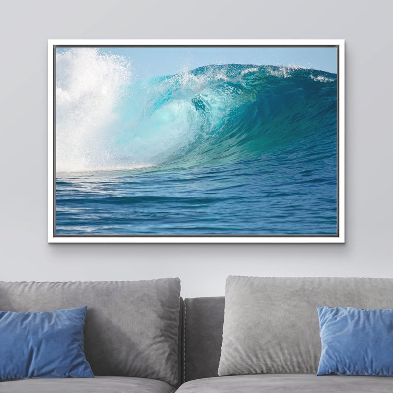 Coastal Beach Vibrant Blue Tropical Beach Rip Curl, photographie de paysage naturel, art moderne, rustique, H 24 po x l 36 po