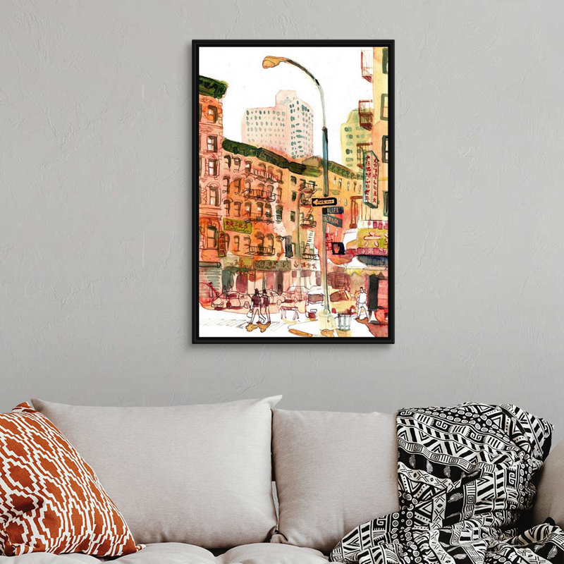 " Chinatown, New York City " by Eleanor Doughty, Black Framed Canvas, 38" H x 26" W x 1.75" D