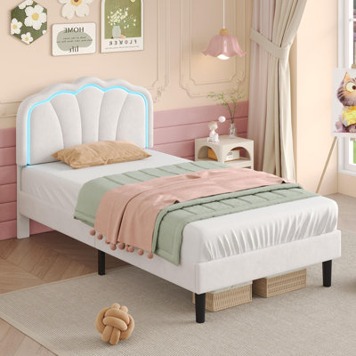 3ft Upholstered Bed With Adjustable Headboard Velvet