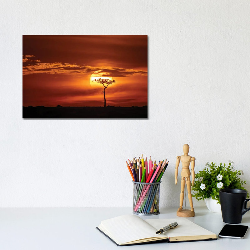 Vultures In A Tree At Sunset, Masai Mara by Jane Rix - Gallery-Wrapped Canvas Giclée on Canvas, 20.32 cm H x 30.48 cm W