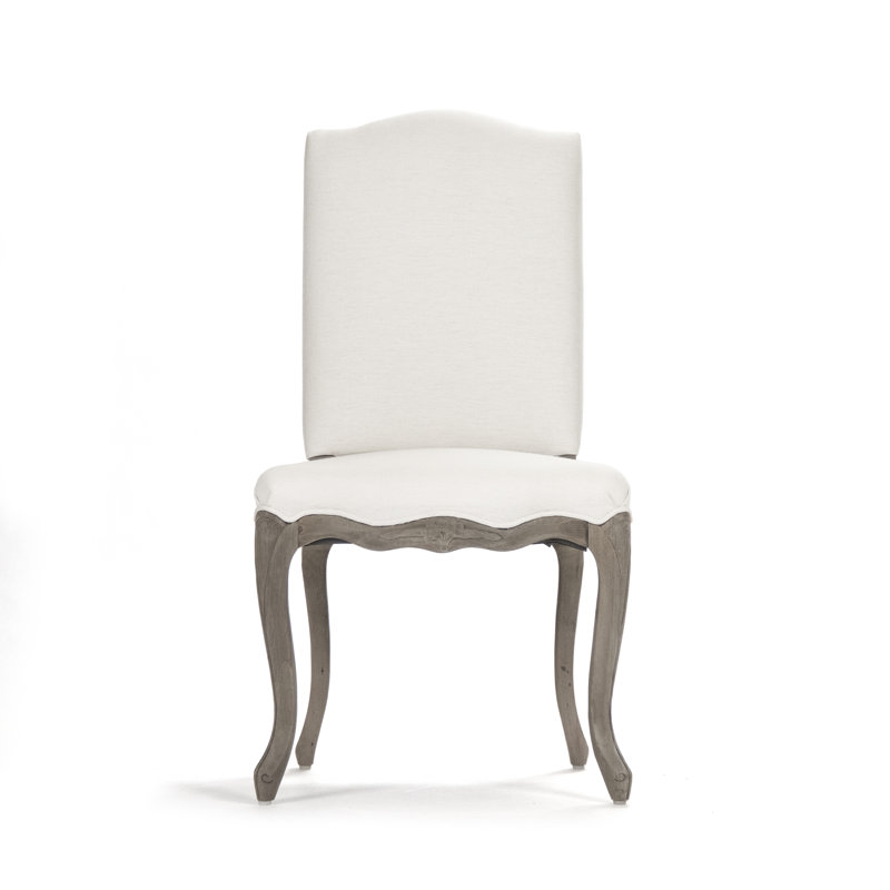 Georgian White Linen & Distressed Grey Birch Side Chair