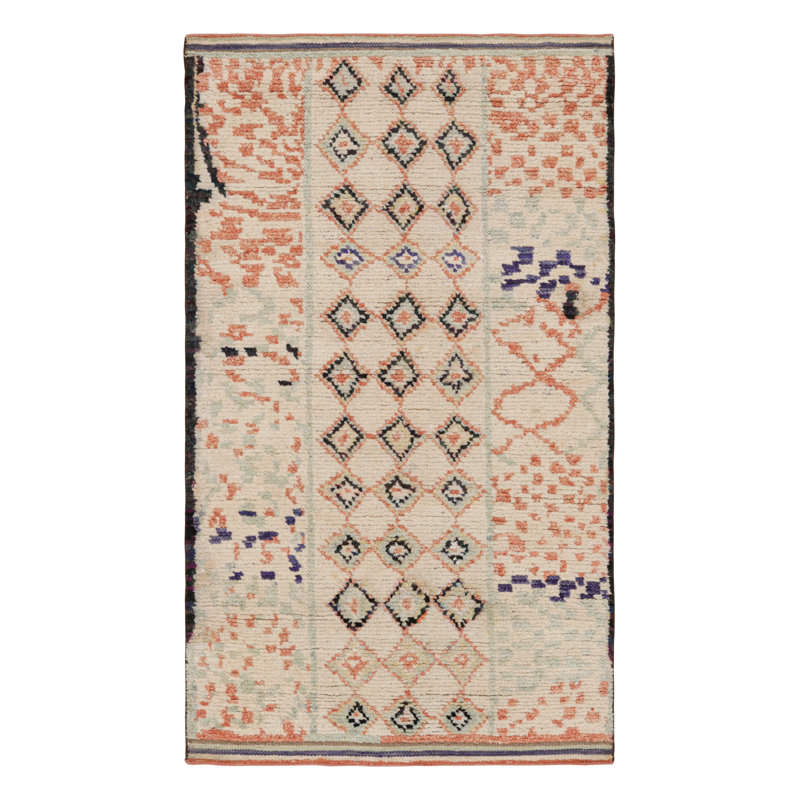 Moroccan Handmade Kilim Silk Geometric Area Rug, Runner 3' x 12'