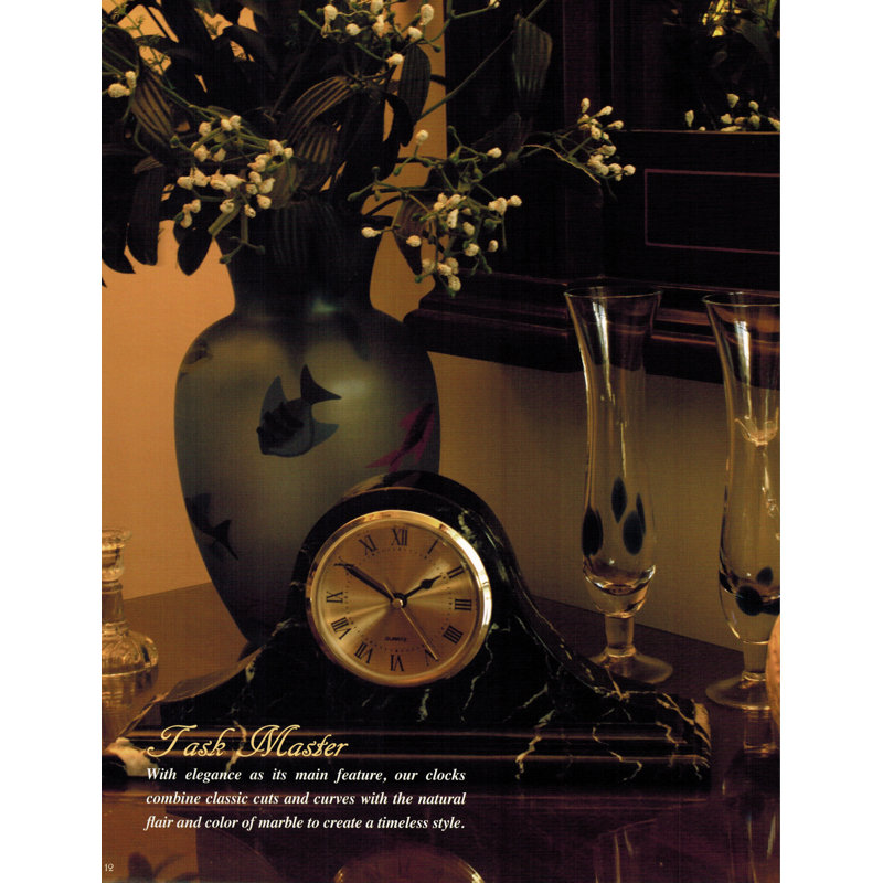 Horloge de table traditionnelle Traditional, Marbre noir zébré