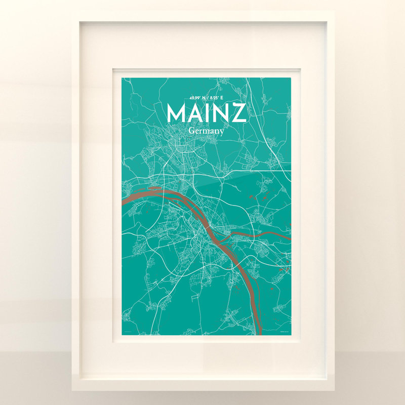 Mainz City Map In Nature - No Frame Print, 27.6cm H x 19.7cm W x 0.05cm D