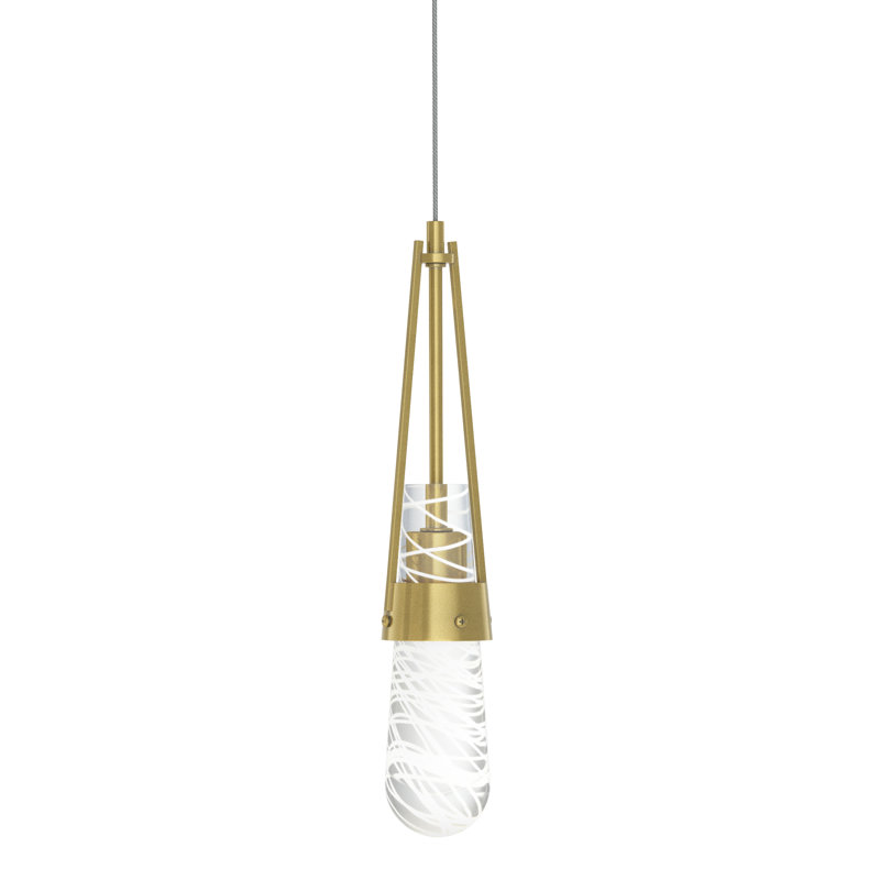 Link 1 - Light Single Teardrop Pendant, Modern Brass, Clear with White Threading