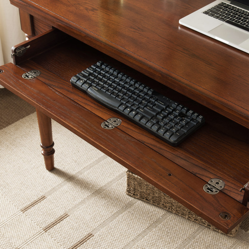 Farmhouse Solid + Manufactured Wood Laptop Desk, Mission Oak