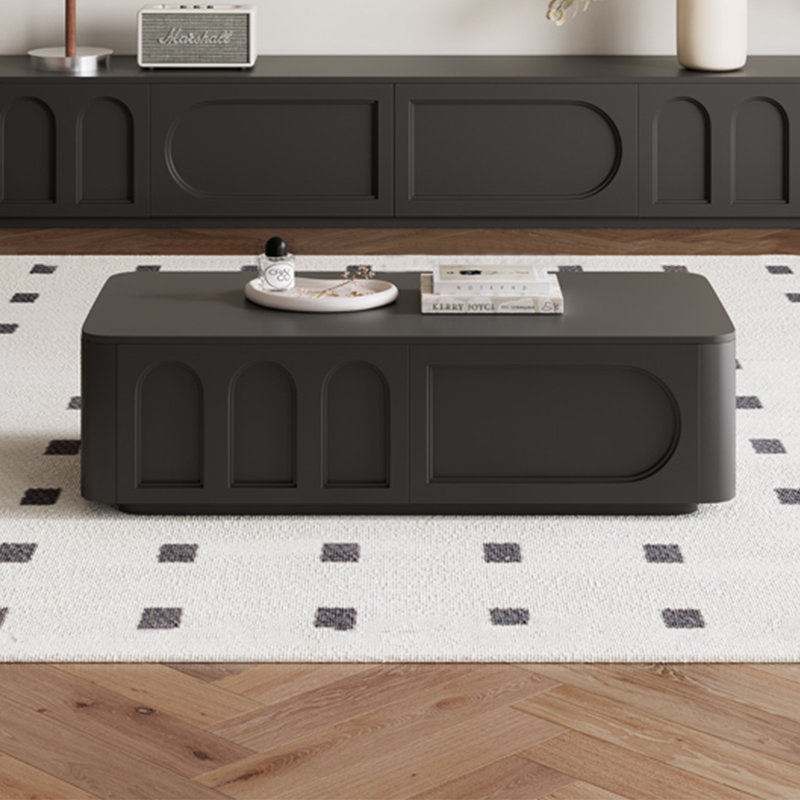 Table basse avec fond fermé French French, H 13,78 po x L 51,18 po x l 23,62 po, Noir, noir, noir, noir