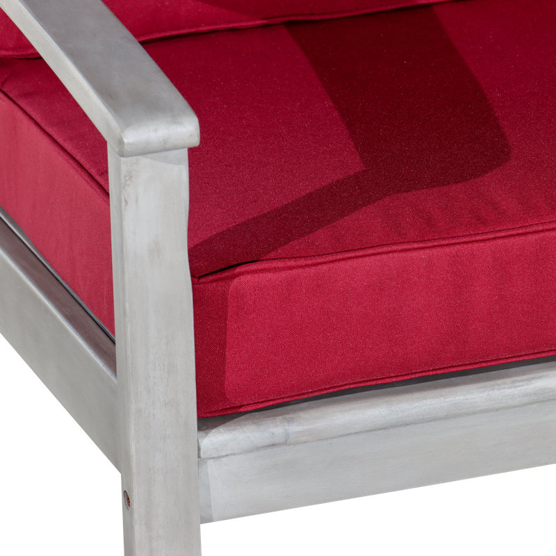 Chaise longue avec coussins moelleux Andrusia, Coussin bourgogne / finition gris argenté