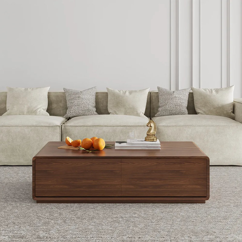  Block Coffee Table with Storage, Fully Assembled, Brown