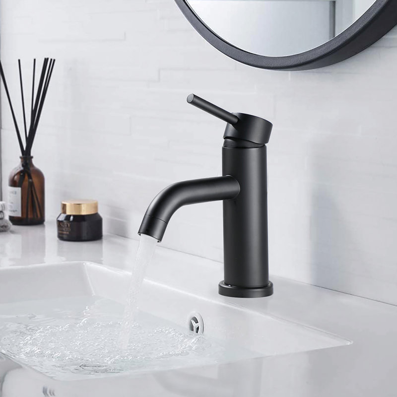 Stainless Steel Single Hole Waterfall Faucet 6.52" High Matte Black Compliant Setup Aerated Flow Single Design For Contemporary Bathrooms Bathroom Control