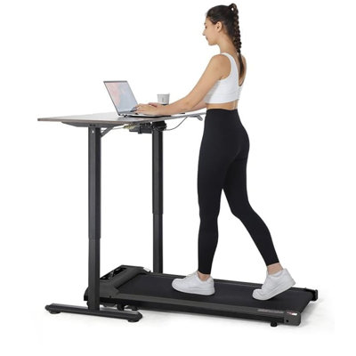Tapis roulant sous le bureau 2-en-1 Venus, moteurs de 2,5 ch, capacité de 300 lb, silencieux, amortisseur de chocs à 7 couches, affichage à DEL et télécommande, sans installation