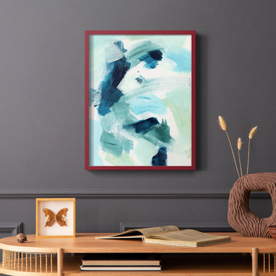 Teal Composition I Framed Print - Solid Wood