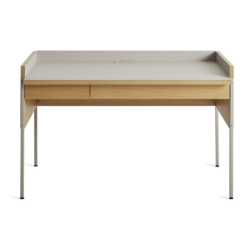 Tabloid Solid Wood Writing Desk, Putty/White Oak