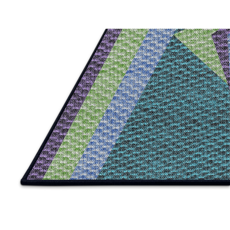 Tapis bleu/brun à motifs, Rectangle 5 pi x 7 pi