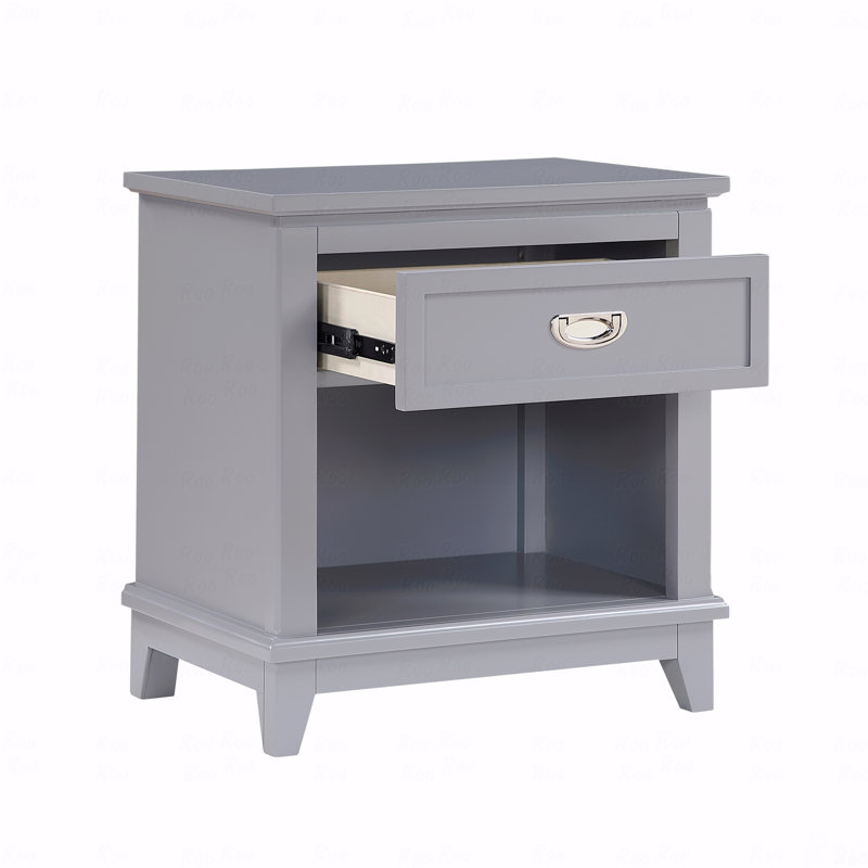 Table de chevet 1Pc avec grand tiroir de rangement et tablette inférieure, Gris
