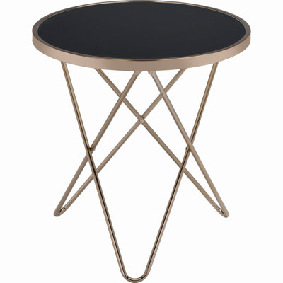Table de bout avec plateau rond en verre pour le salon