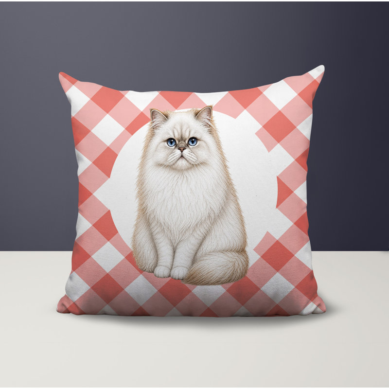 Oreiller réversible intérieur / extérieur Persian Cat, 18x18, Peach