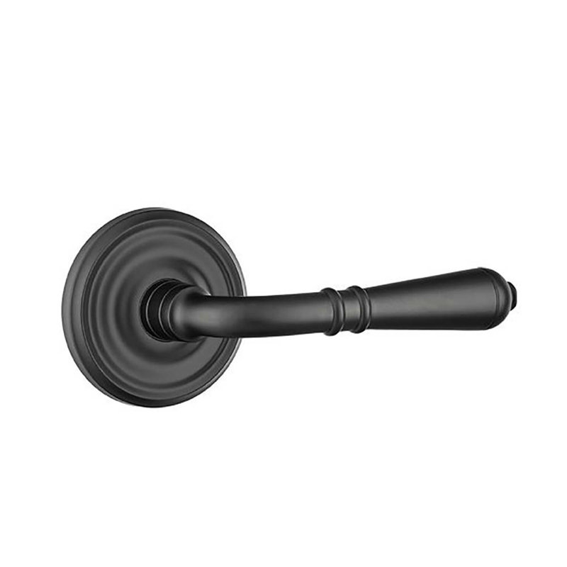 Turino Round Passage (Hall & Closet) Door Lever with Round Rosette, Flat Black, Left