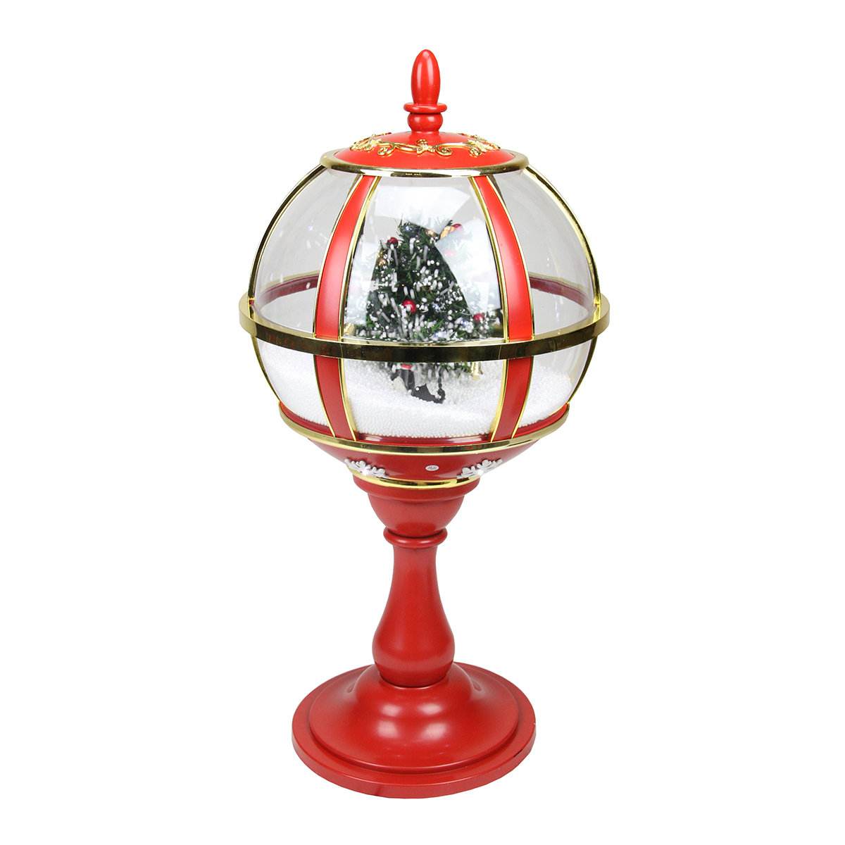 Northlight 23.5" Lighted Red Musical Snowing Christmas Tree Street Lamp
